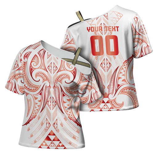 Maori Rugby Custom Ngaru Mangopare Cross Shoulder Shirt Whero Niho Taniwha Motif