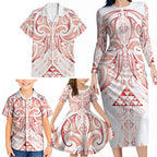 Maori Rugby Custom Ngaru Mangopare Family Matching Long Sleeve Bodycon Dress and Hawaiian Shirt Whero Niho Taniwha Motif