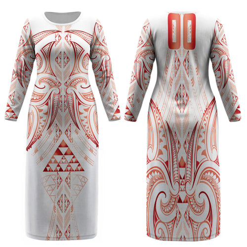 Maori Rugby Custom Ngaru Mangopare Family Matching Long Sleeve Bodycon Dress and Hawaiian Shirt Whero Niho Taniwha Motif