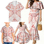 Maori Rugby Custom Ngaru Mangopare Family Matching Mermaid Dress and Hawaiian Shirt Whero Niho Taniwha Motif