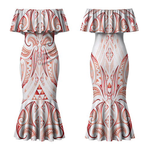 Maori Rugby Custom Ngaru Mangopare Family Matching Mermaid Dress and Hawaiian Shirt Whero Niho Taniwha Motif
