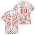 Maori Rugby Custom Ngaru Mangopare Family Matching Off The Shoulder Long Sleeve Dress and Hawaiian Shirt Whero Niho Taniwha Motif