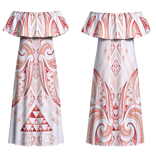 Maori Rugby Custom Ngaru Mangopare Family Matching Off Shoulder Maxi Dress and Hawaiian Shirt Whero Niho Taniwha Motif