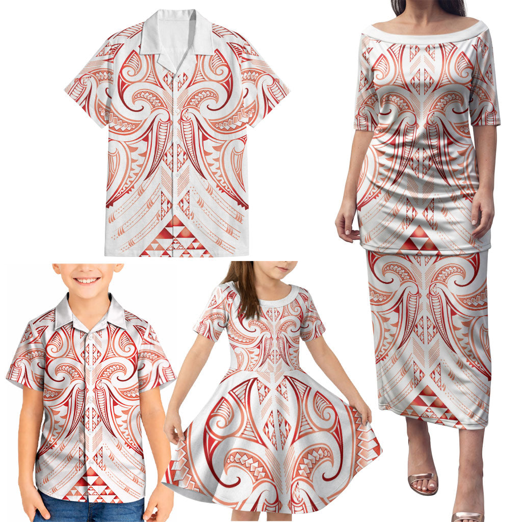 Maori Rugby Custom Ngaru Mangopare Family Matching Puletasi and Hawaiian Shirt Whero Niho Taniwha Motif