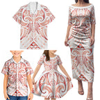 Maori Rugby Custom Ngaru Mangopare Family Matching Puletasi and Hawaiian Shirt Whero Niho Taniwha Motif