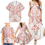 Maori Rugby Custom Ngaru Mangopare Family Matching Summer Maxi Dress and Hawaiian Shirt Whero Niho Taniwha Motif