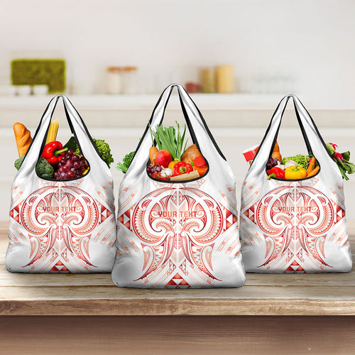 Maori Rugby Custom Ngaru Mangopare Grocery Bag Whero Niho Taniwha Motif
