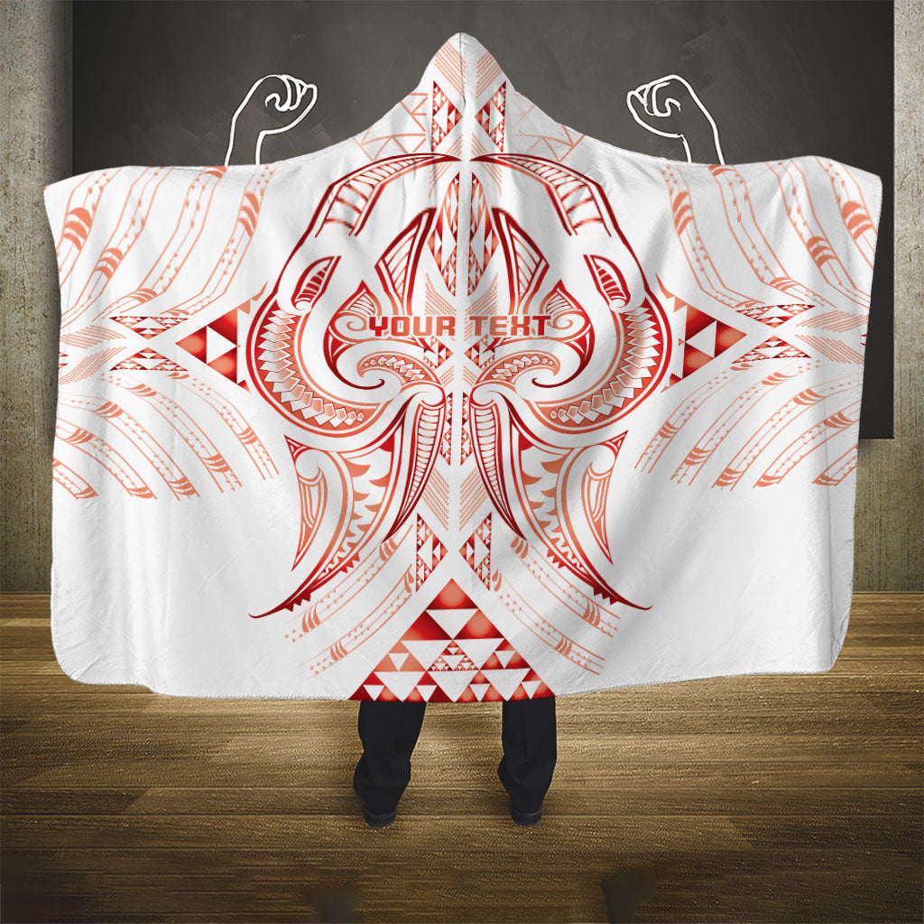 Maori Rugby Custom Ngaru Mangopare Hooded Blanket Whero Niho Taniwha Motif