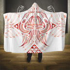 Maori Rugby Custom Ngaru Mangopare Hooded Blanket Whero Niho Taniwha Motif