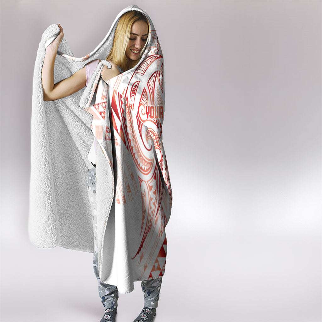Maori Rugby Custom Ngaru Mangopare Hooded Blanket Whero Niho Taniwha Motif