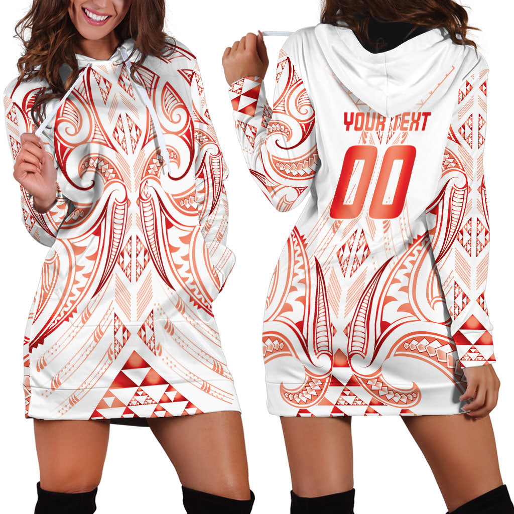 Maori Rugby Custom Ngaru Mangopare Hoodie Dress Whero Niho Taniwha Motif