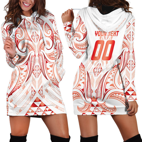 Maori Rugby Custom Ngaru Mangopare Hoodie Dress Whero Niho Taniwha Motif
