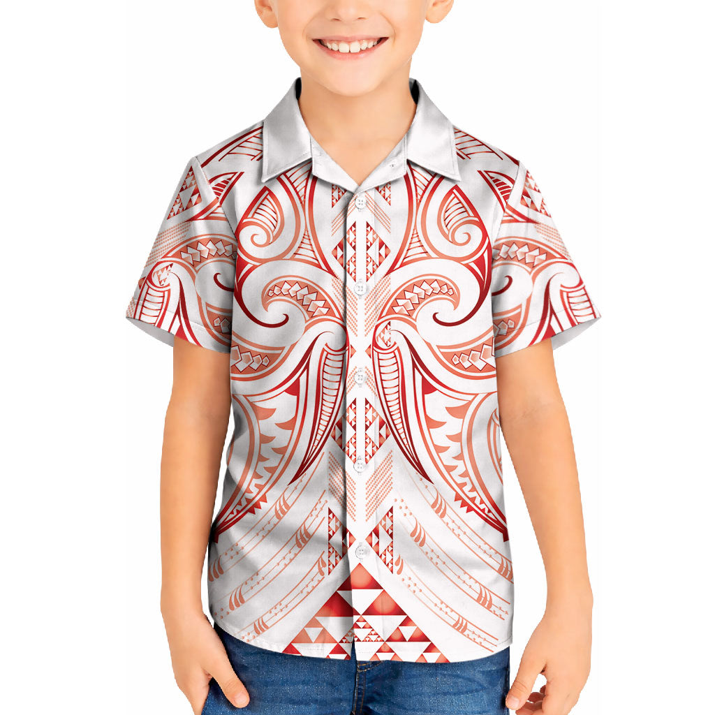 Maori Rugby Custom Ngaru Mangopare Kid Hawaiian Shirt Whero Niho Taniwha Motif