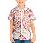 Maori Rugby Custom Ngaru Mangopare Kid Hawaiian Shirt Whero Niho Taniwha Motif