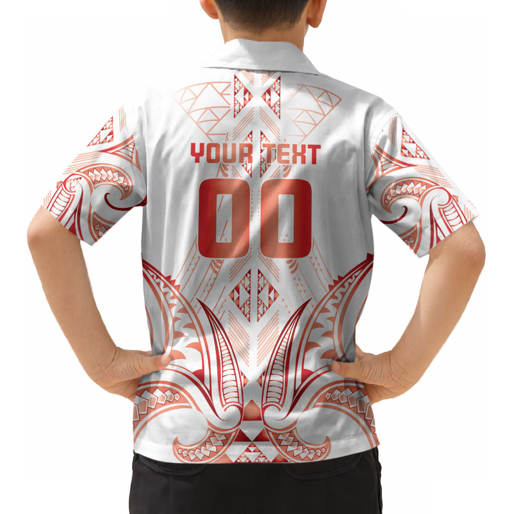 Maori Rugby Custom Ngaru Mangopare Kid Hawaiian Shirt Whero Niho Taniwha Motif