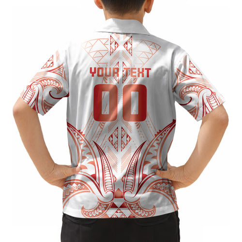 Maori Rugby Custom Ngaru Mangopare Kid Hawaiian Shirt Whero Niho Taniwha Motif