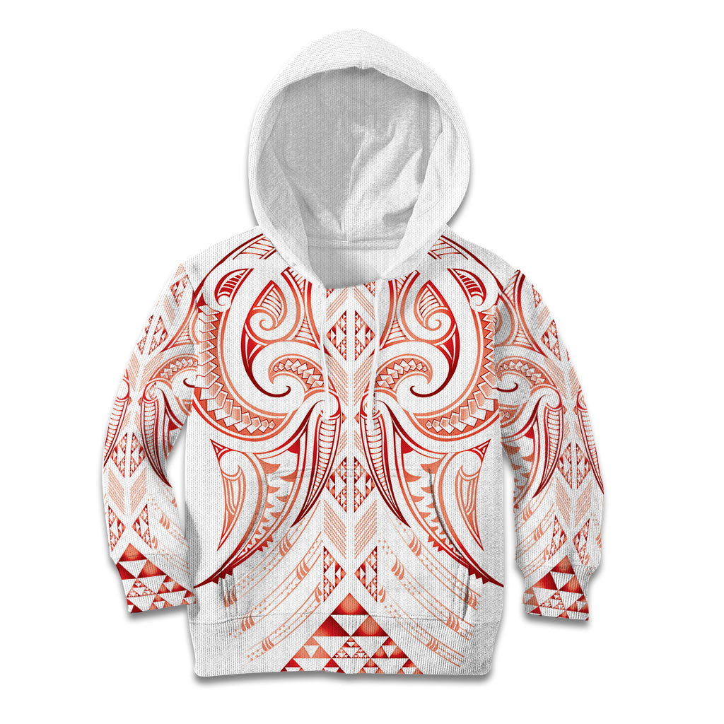 Maori Rugby Custom Ngaru Mangopare Kid Hoodie Whero Niho Taniwha Motif