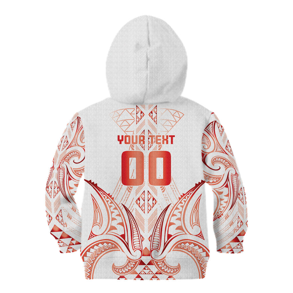 Maori Rugby Custom Ngaru Mangopare Kid Hoodie Whero Niho Taniwha Motif