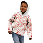 Maori Rugby Custom Ngaru Mangopare Kid Hoodie Whero Niho Taniwha Motif