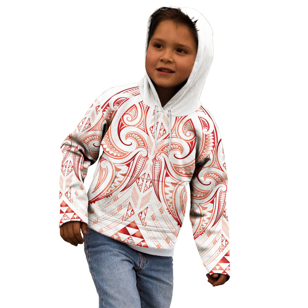 Maori Rugby Custom Ngaru Mangopare Kid Hoodie Whero Niho Taniwha Motif