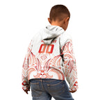 Maori Rugby Custom Ngaru Mangopare Kid Hoodie Whero Niho Taniwha Motif