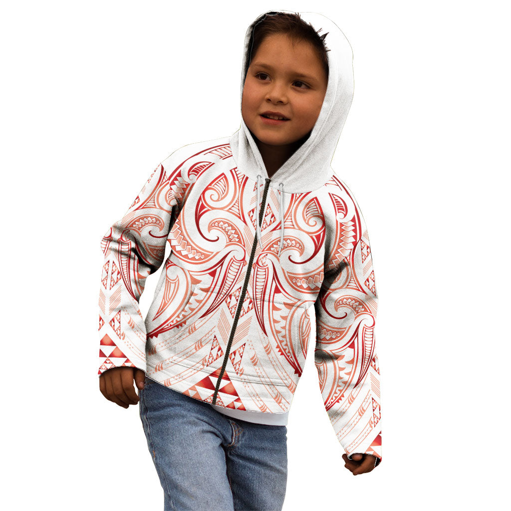 Maori Rugby Custom Ngaru Mangopare Kid Hoodie Whero Niho Taniwha Motif