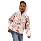 Maori Rugby Custom Ngaru Mangopare Kid Hoodie Whero Niho Taniwha Motif
