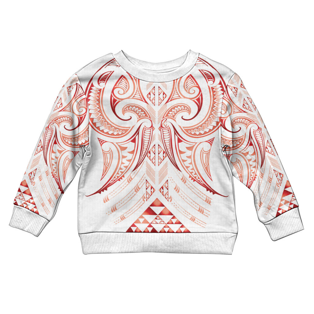 Maori Rugby Custom Ngaru Mangopare Kid Ugly Christmas Sweater Whero Niho Taniwha Motif