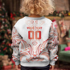 Maori Rugby Custom Ngaru Mangopare Kid Ugly Christmas Sweater Whero Niho Taniwha Motif