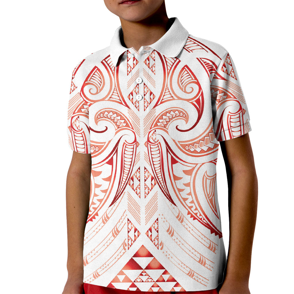 Maori Rugby Custom Ngaru Mangopare Kid Polo Shirt Whero Niho Taniwha Motif