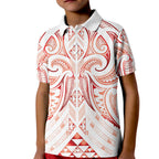 Maori Rugby Custom Ngaru Mangopare Kid Polo Shirt Whero Niho Taniwha Motif