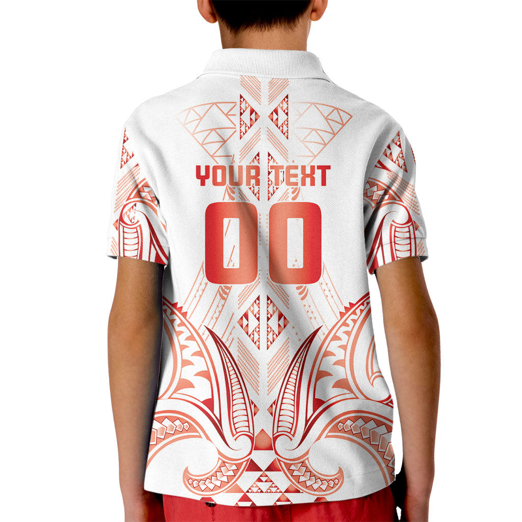 Maori Rugby Custom Ngaru Mangopare Kid Polo Shirt Whero Niho Taniwha Motif