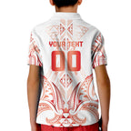 Maori Rugby Custom Ngaru Mangopare Kid Polo Shirt Whero Niho Taniwha Motif