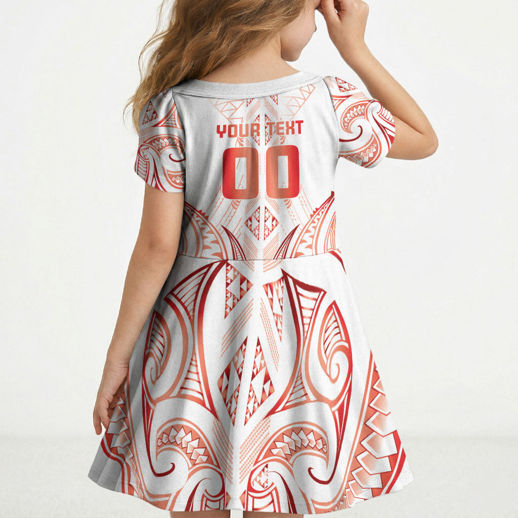Maori Rugby Custom Ngaru Mangopare Kid Short Sleeve Dress Whero Niho Taniwha Motif