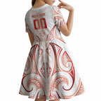 Maori Rugby Custom Ngaru Mangopare Kid Short Sleeve Dress Whero Niho Taniwha Motif