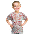 Maori Rugby Custom Ngaru Mangopare Kid T Shirt Whero Niho Taniwha Motif