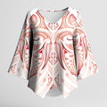 Maori Rugby Custom Ngaru Mangopare Kimono Sleeve Blouse Whero Niho Taniwha Motif