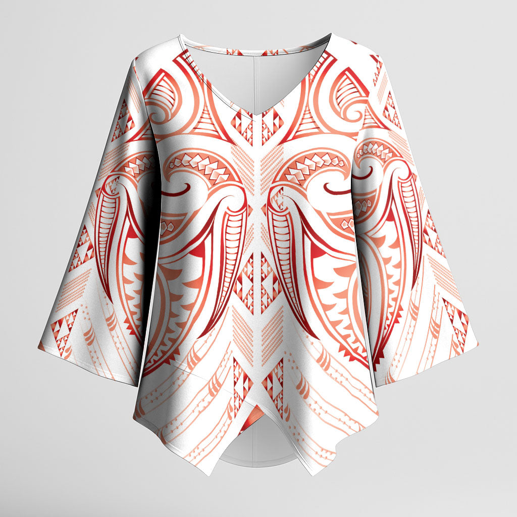 Maori Rugby Custom Ngaru Mangopare Kimono Sleeve Blouse Whero Niho Taniwha Motif