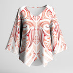 Maori Rugby Custom Ngaru Mangopare Kimono Sleeve Blouse Whero Niho Taniwha Motif