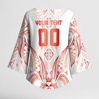 Maori Rugby Custom Ngaru Mangopare Kimono Sleeve Blouse Whero Niho Taniwha Motif