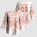 Maori Rugby Custom Ngaru Mangopare Kimono Sleeve Blouse Whero Niho Taniwha Motif