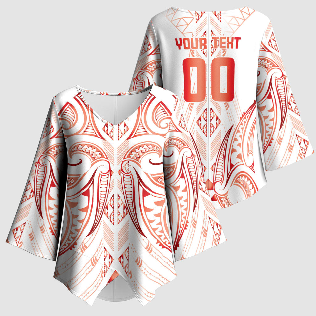 Maori Rugby Custom Ngaru Mangopare Kimono Sleeve Blouse Whero Niho Taniwha Motif