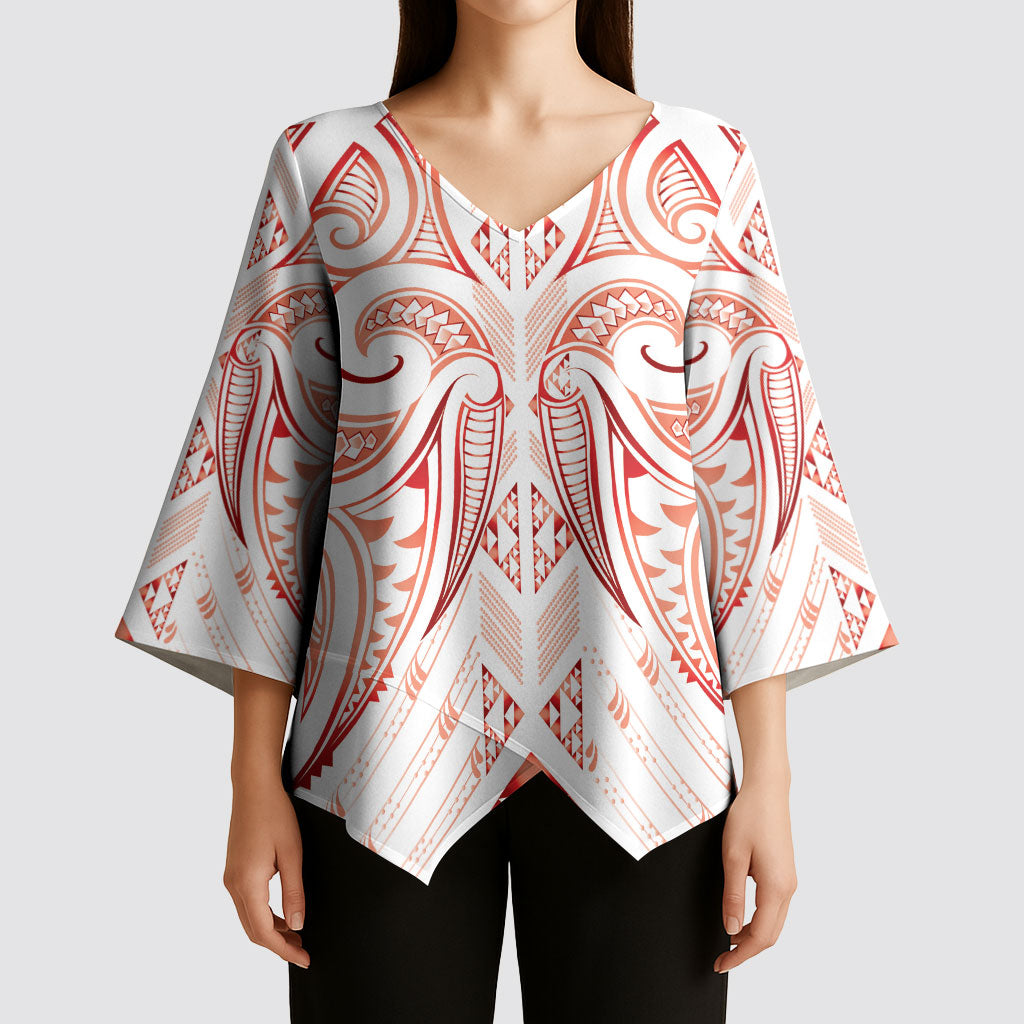 Maori Rugby Custom Ngaru Mangopare Kimono Sleeve Blouse Whero Niho Taniwha Motif