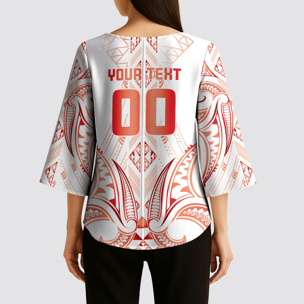 Maori Rugby Custom Ngaru Mangopare Kimono Sleeve Blouse Whero Niho Taniwha Motif