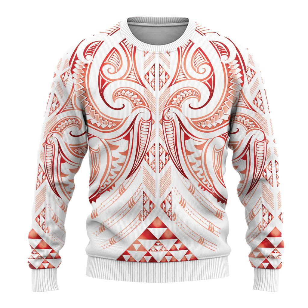 Maori Rugby Custom Ngaru Mangopare Ugly Christmas Sweater Whero Niho Taniwha Motif