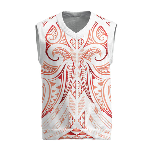 Maori Rugby Custom Ngaru Mangopare Christmas Knitted V-Neck Vest Whero Niho Taniwha Motif