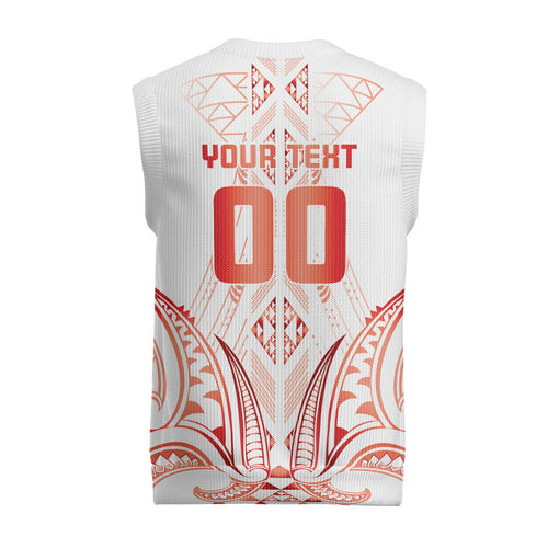 Maori Rugby Custom Ngaru Mangopare Christmas Knitted V-Neck Vest Whero Niho Taniwha Motif
