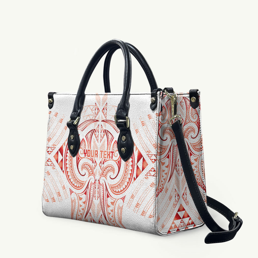 Maori Rugby Custom Ngaru Mangopare Leather Bag Whero Niho Taniwha Motif