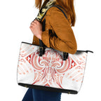 Maori Rugby Custom Ngaru Mangopare Leather Tote Bag Whero Niho Taniwha Motif