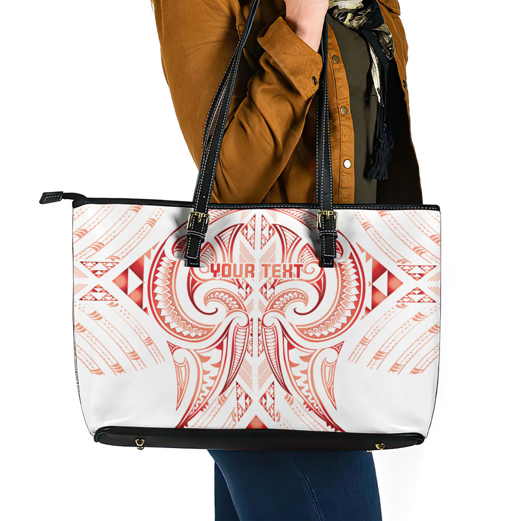 Maori Rugby Custom Ngaru Mangopare Leather Tote Bag Whero Niho Taniwha Motif